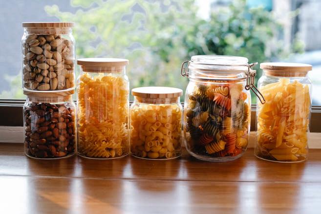 Dried food in jars
