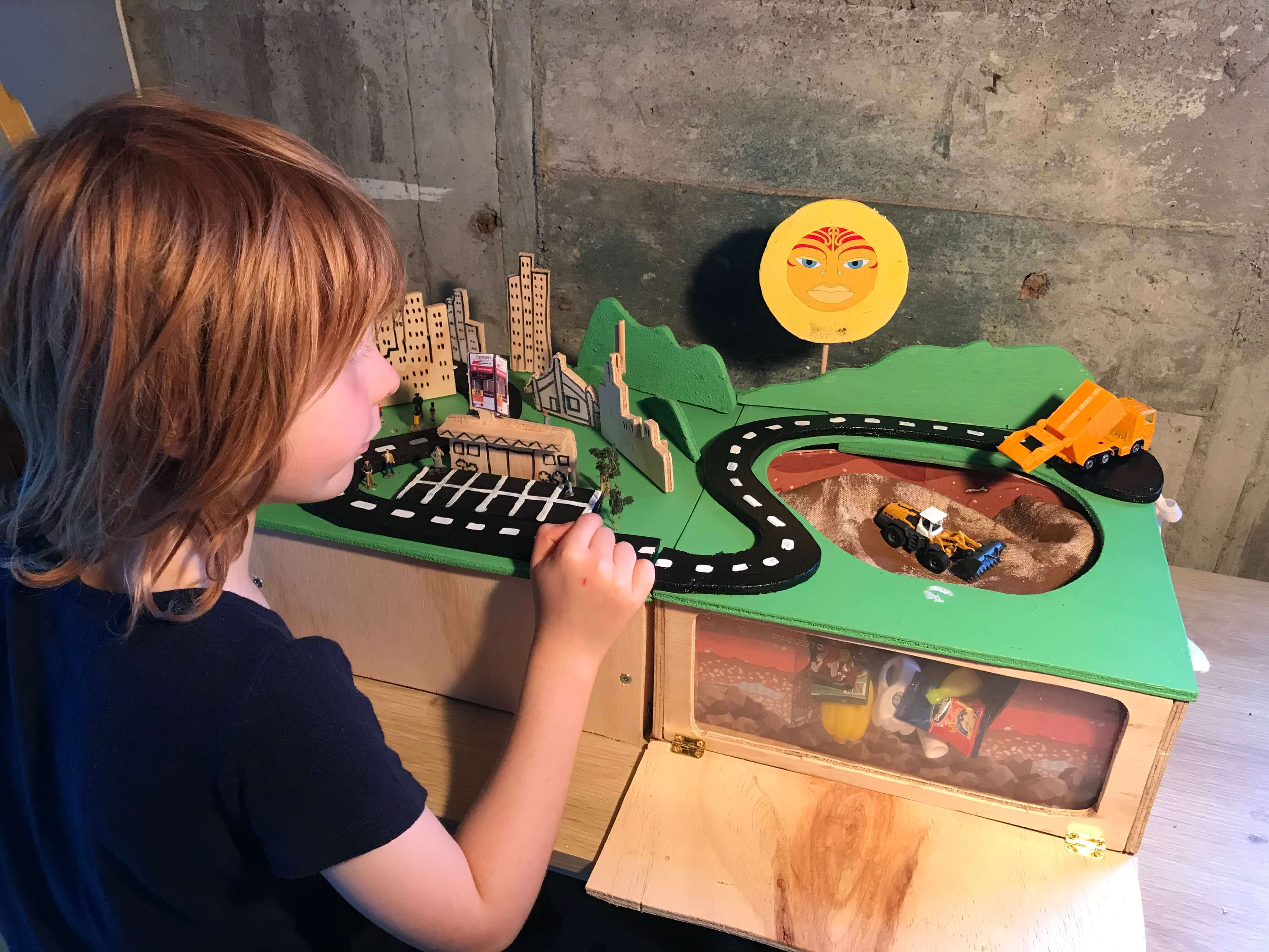 A model used in a landfill education session run by Wellington City Council (image courtesy of W.C.C).