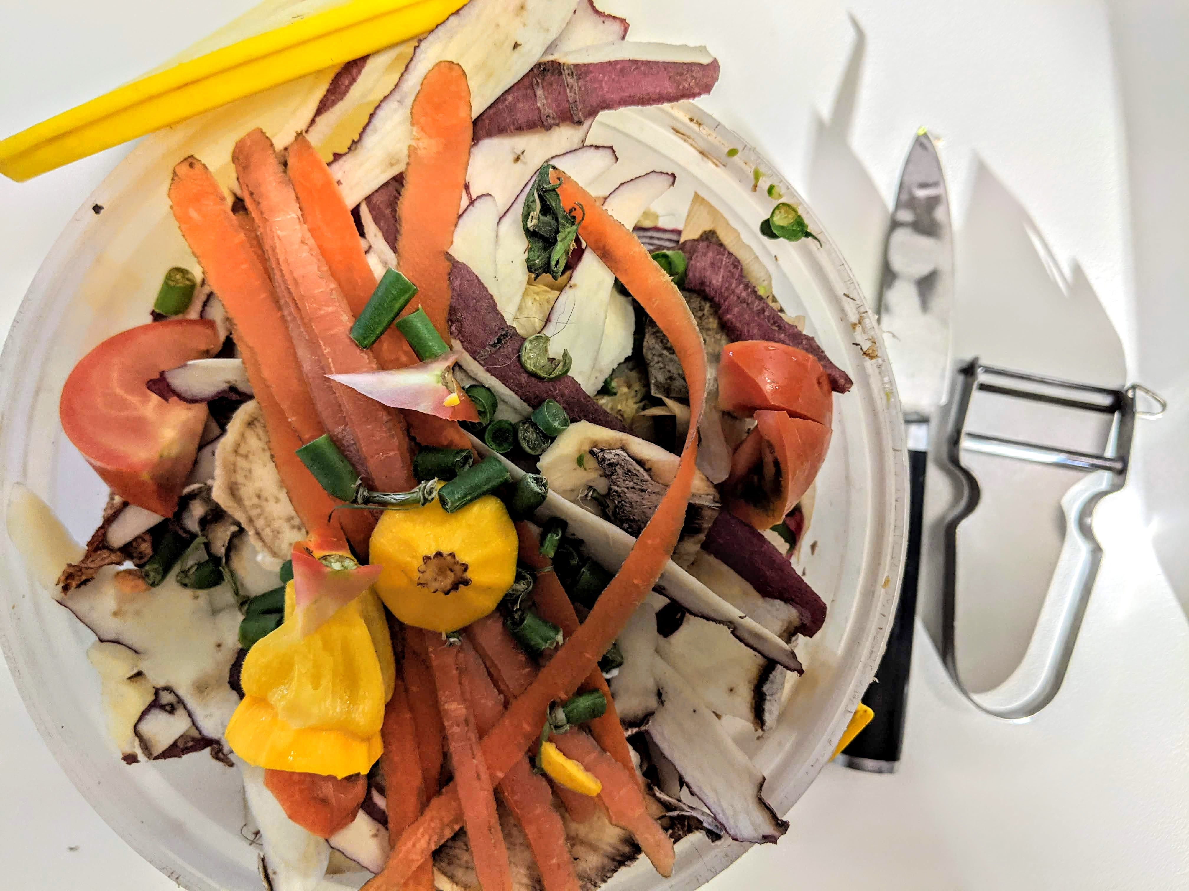 Vegetable peelings on a plate